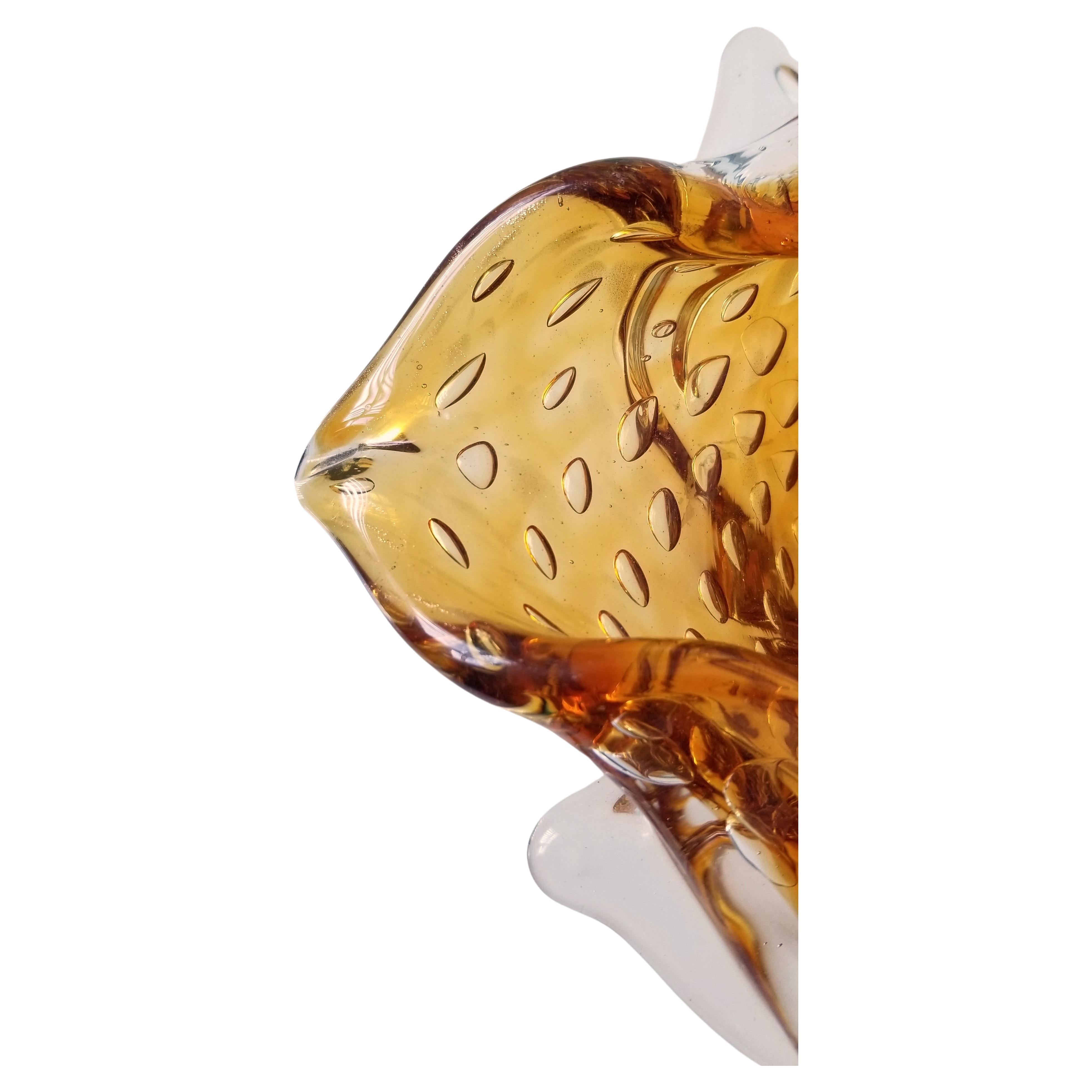 Bol fourre-tout en verre Murano ambre Excellent état - En vente à Miami, FL