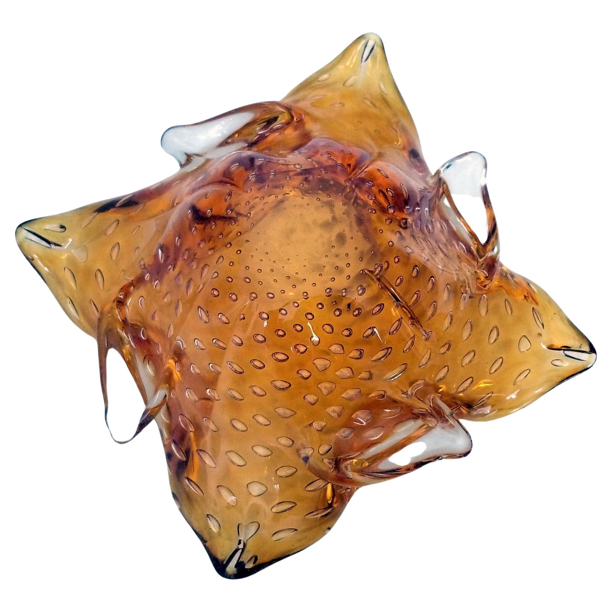 Amber Murano Glass Catch-all Bowl For Sale 1