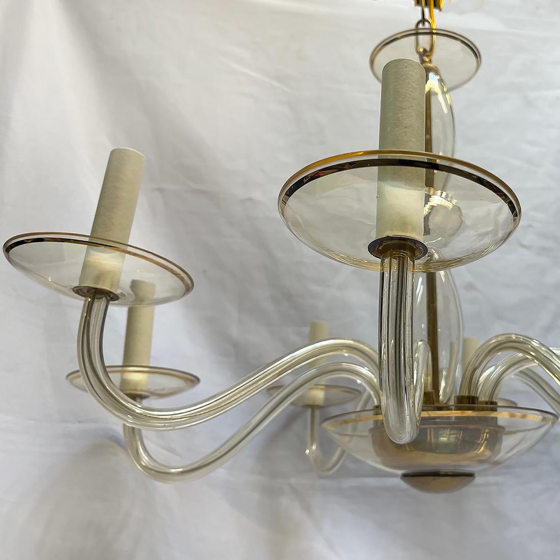 Italiano Lampadario in vetro di Murano color ambra in vendita