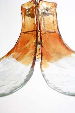 Amber Murano Glass Flower Chandelier by Carlo Nason for Mazzega