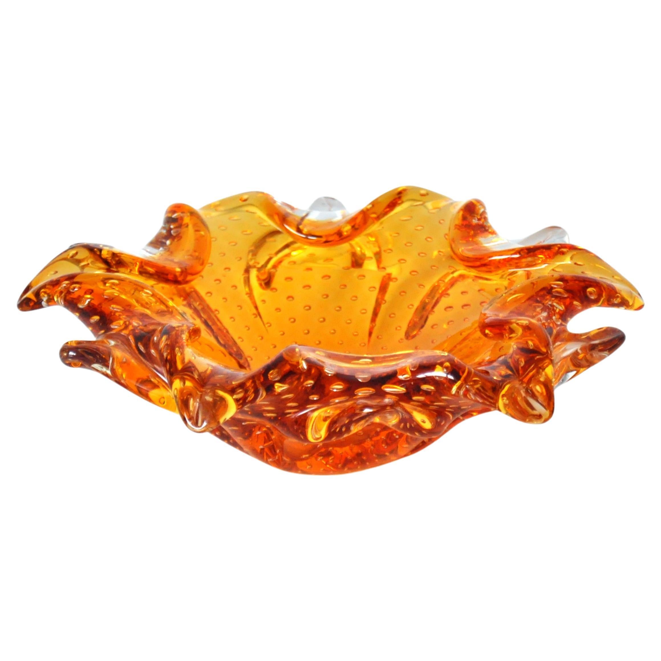 Amber Murano Glass Lily Catch-all Bowl 3