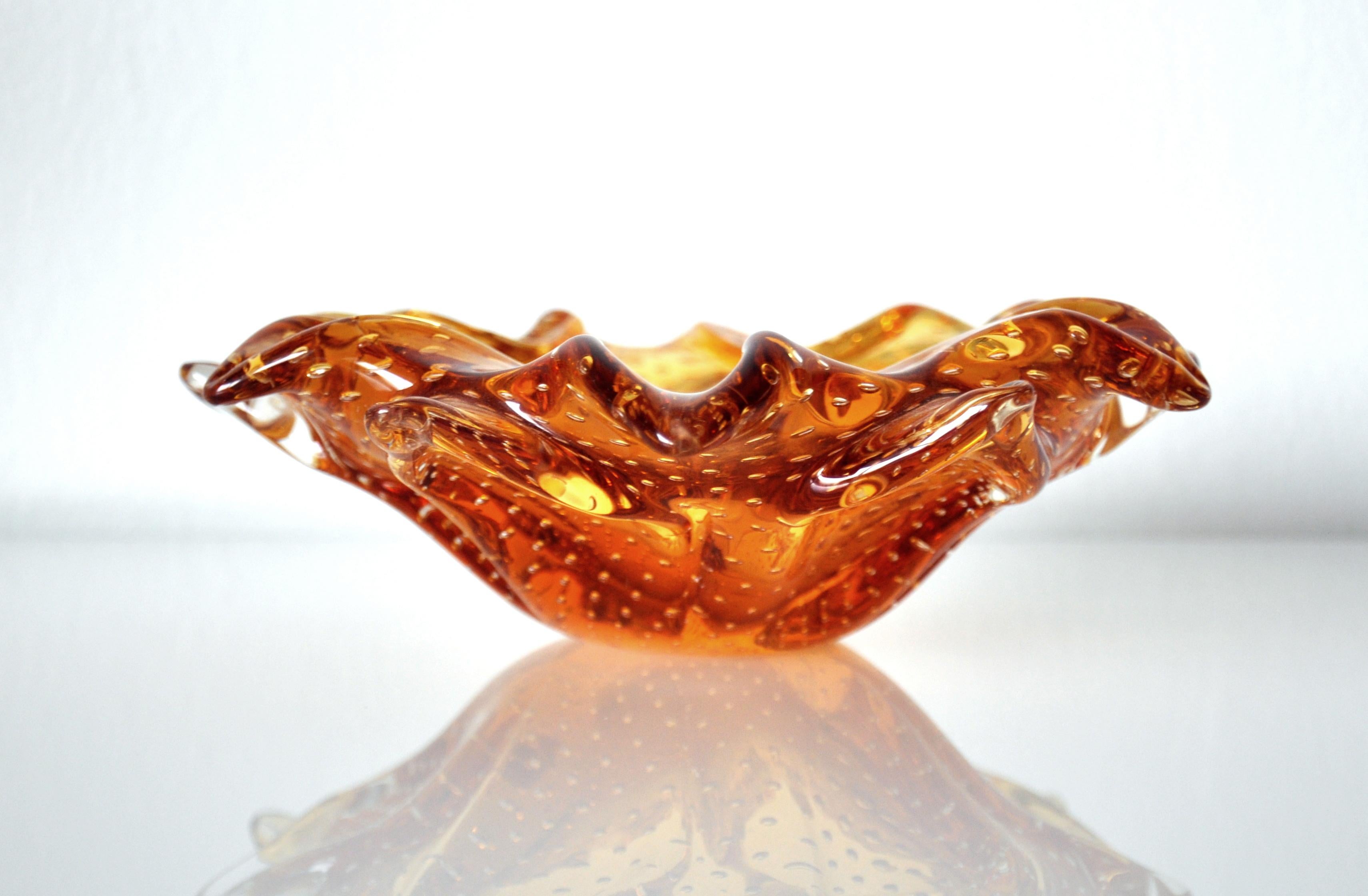 Amber Murano Glass Lily Catch-all Bowl 4