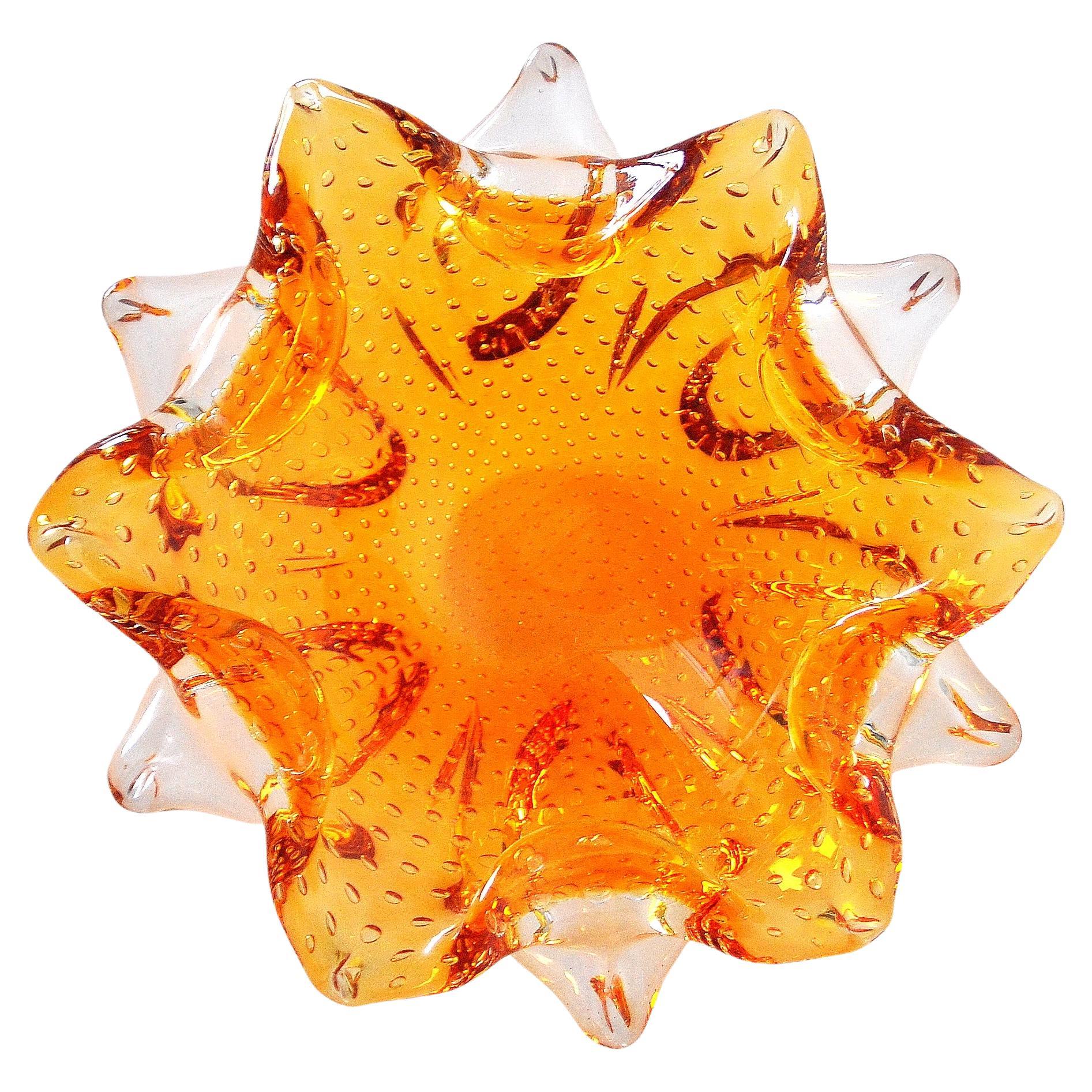 Amber Murano Glass Lily Catch-all Bowl 5