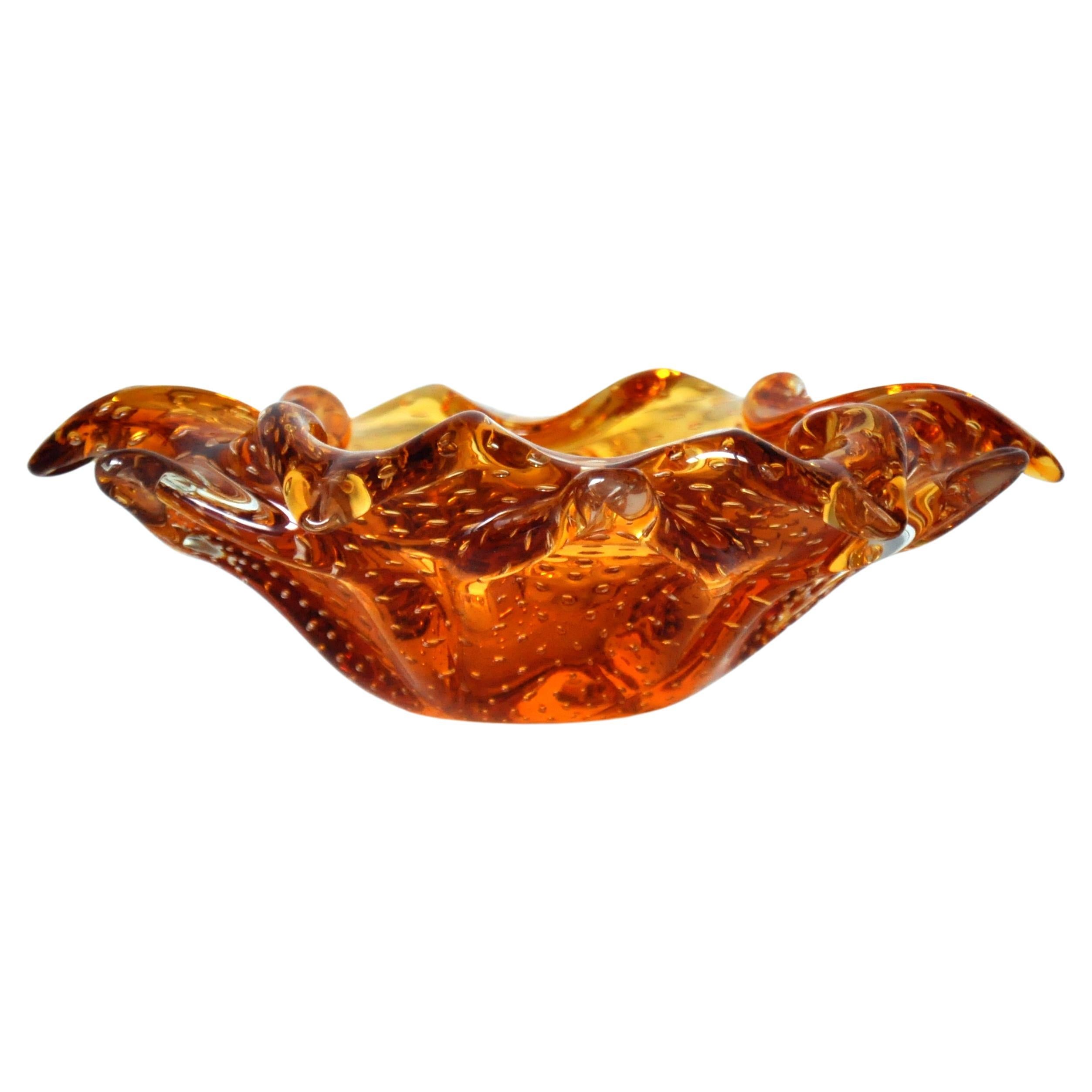 Amber Murano Glass Lily Catch-all Bowl 2