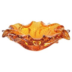 Amber Murano Glass Lily Catch-all Bowl