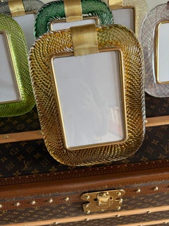 Cadre photo en verre de Murano ambre, 29cm Torciglione Design