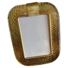 Cadre photo en verre de Murano ambre, 29cm Torciglione Design