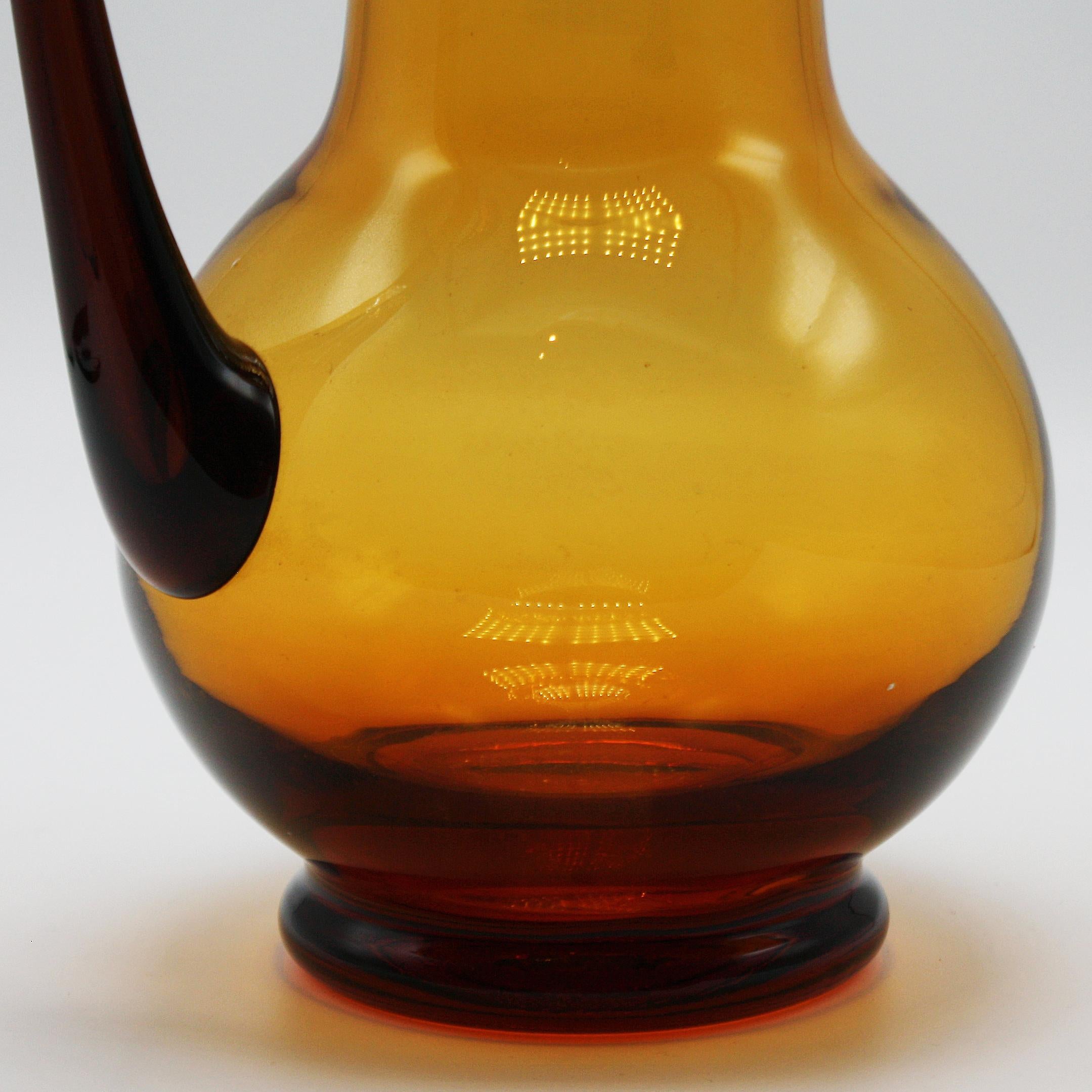 Amber Murano Glass Pitcher with Amethyst Handle, circa 1940 1