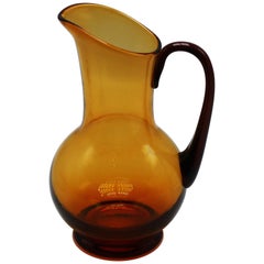 Amber Murano Glass Pitcher with Amethyst Handle, circa 1940