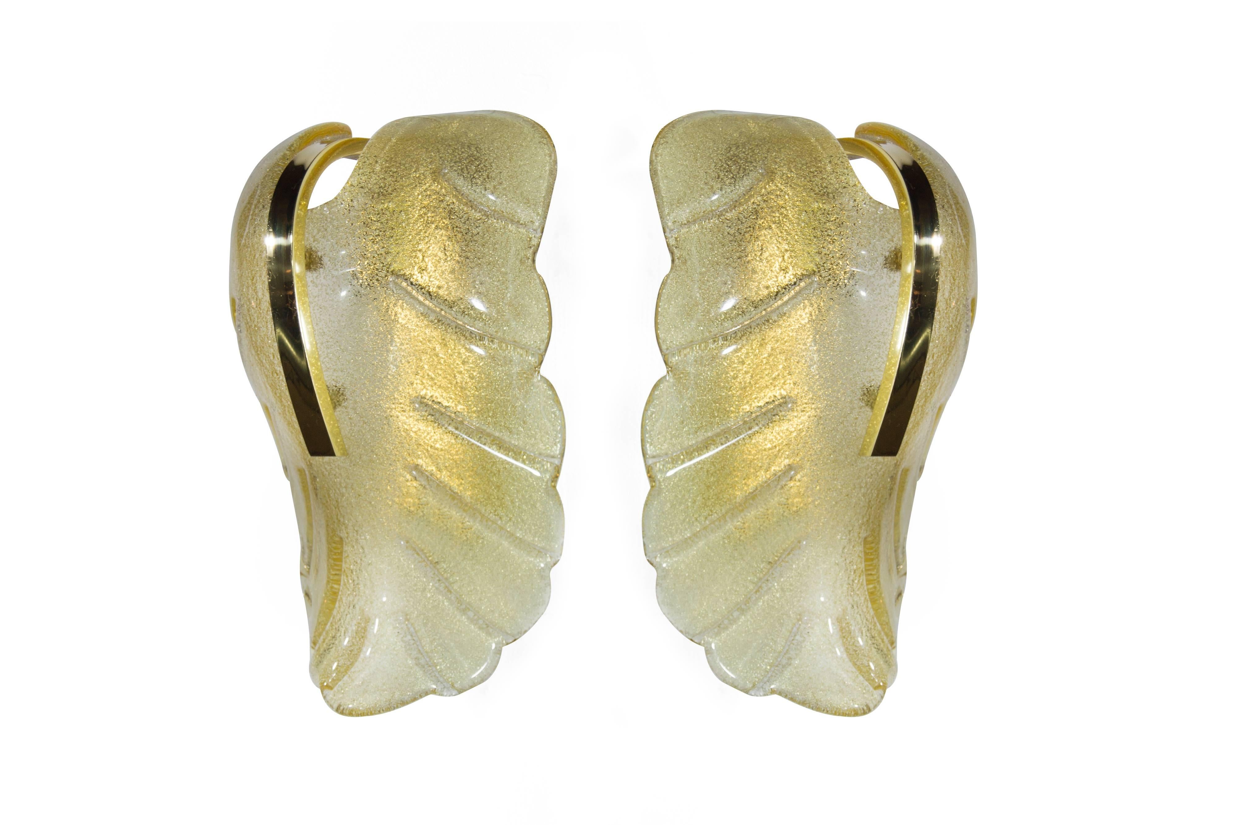 Mid-Century Modern Amber Murano Glass Sconces by Carl Fagerlund for Orrefors, Sweden, 1960s
