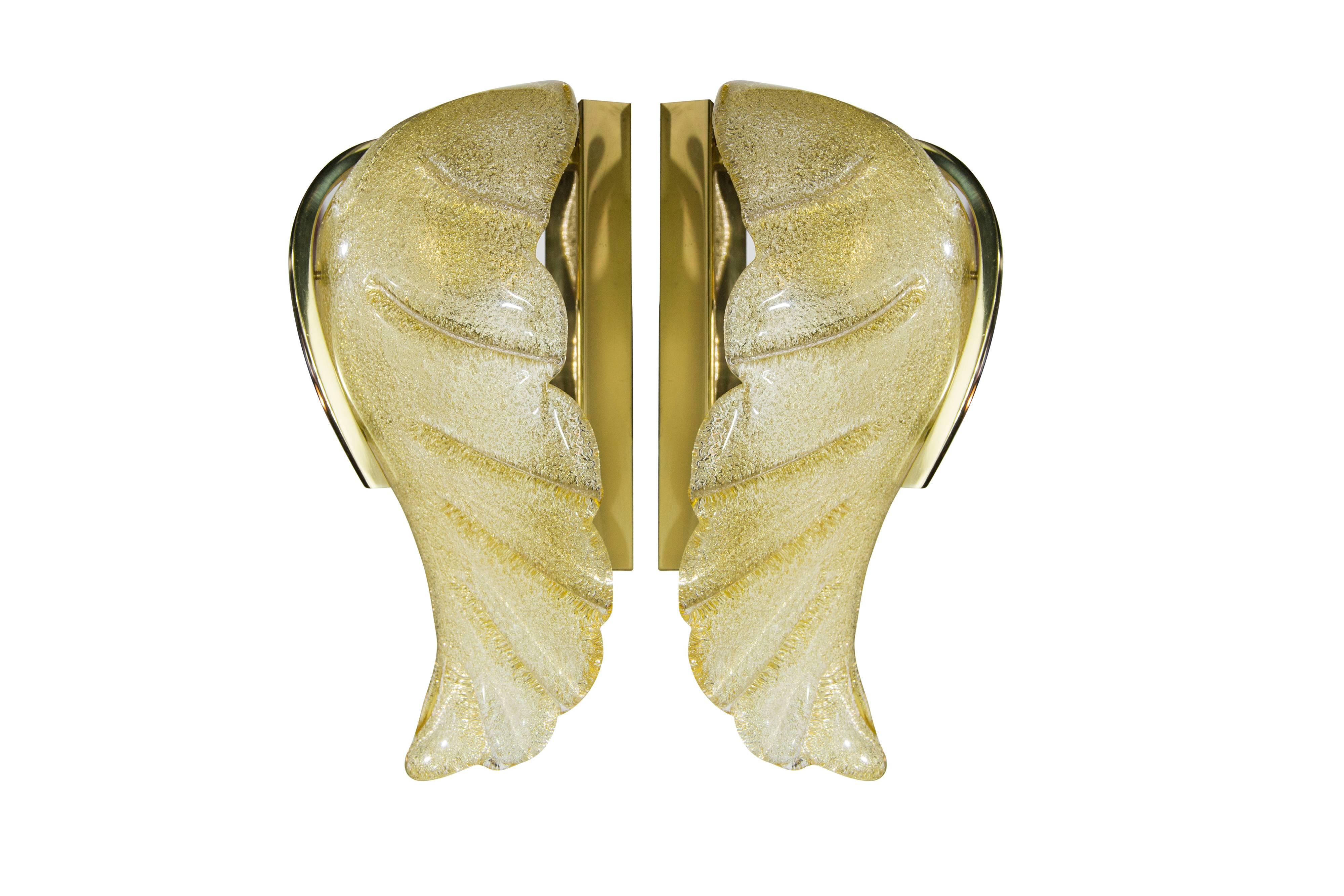 Swedish Amber Murano Glass Sconces by Carl Fagerlund for Orrefors, Sweden, 1960s