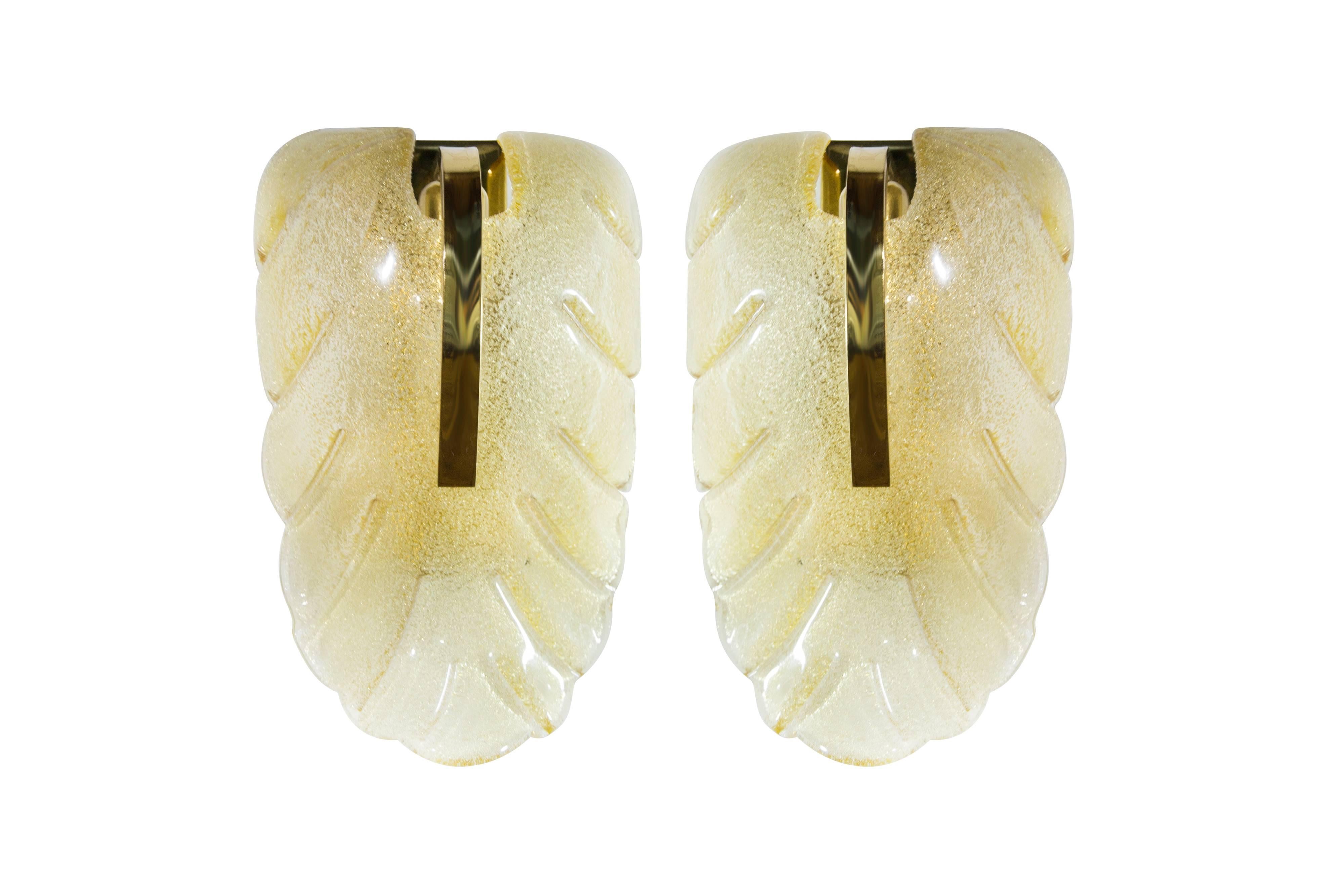 Amber Murano Glass Sconces by Carl Fagerlund for Orrefors, Sweden, 1960s 1