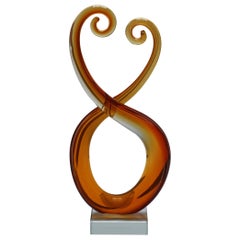 Amber Murano Glass Sculpture, circa 1970