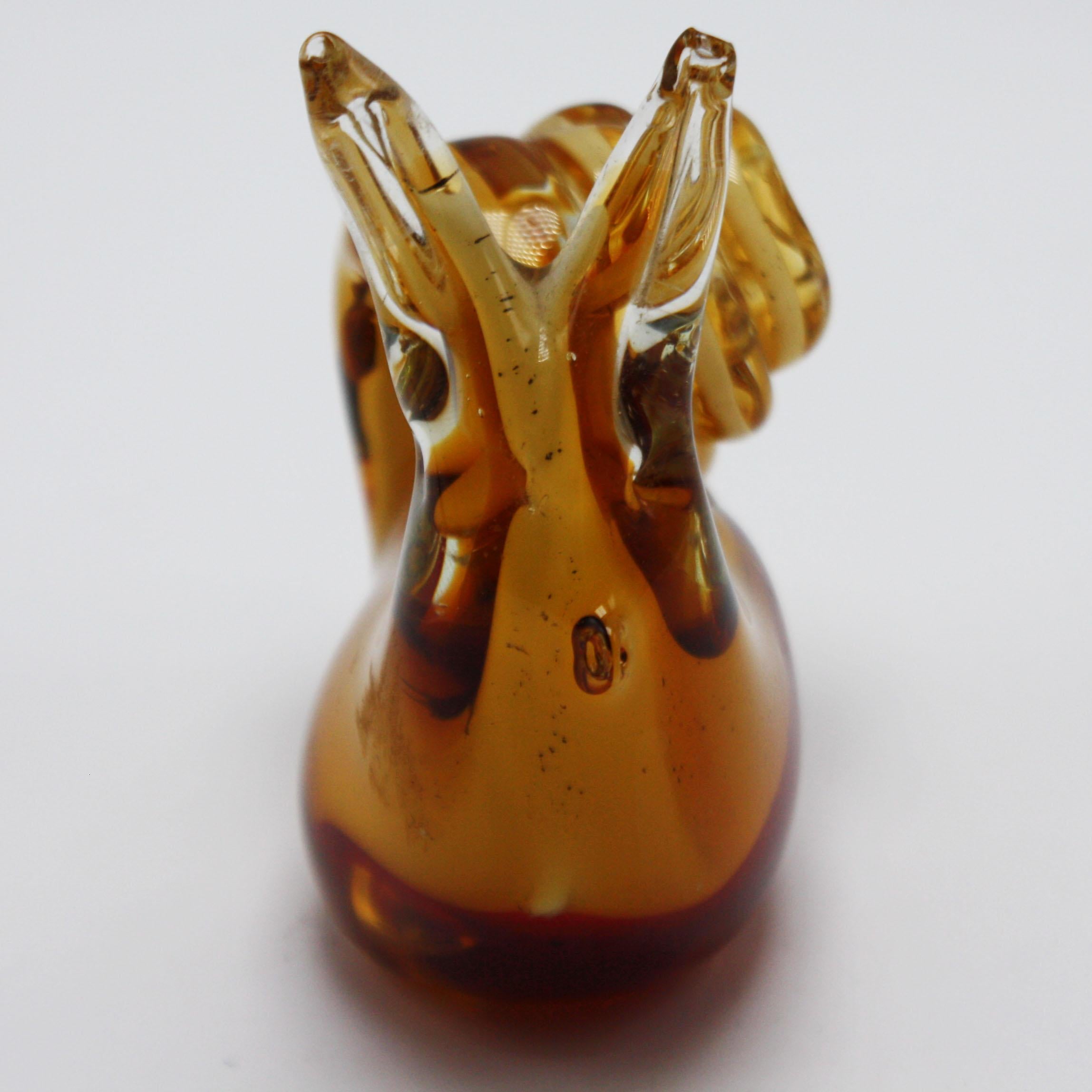 Amber Murano Glass Snail with Gold Details, circa 1970 1