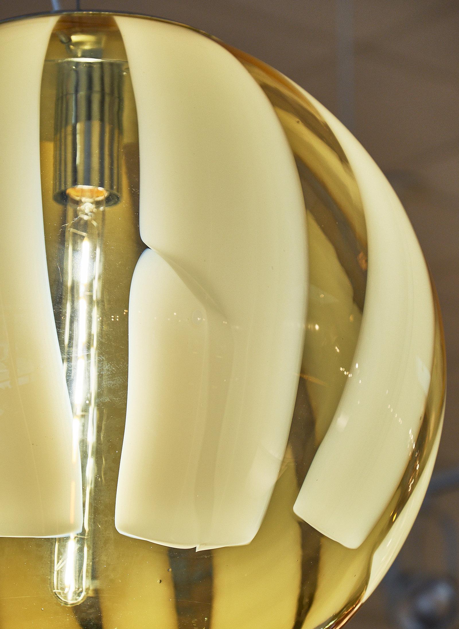 Italian Amber Murano Glass Sphere Chandelier