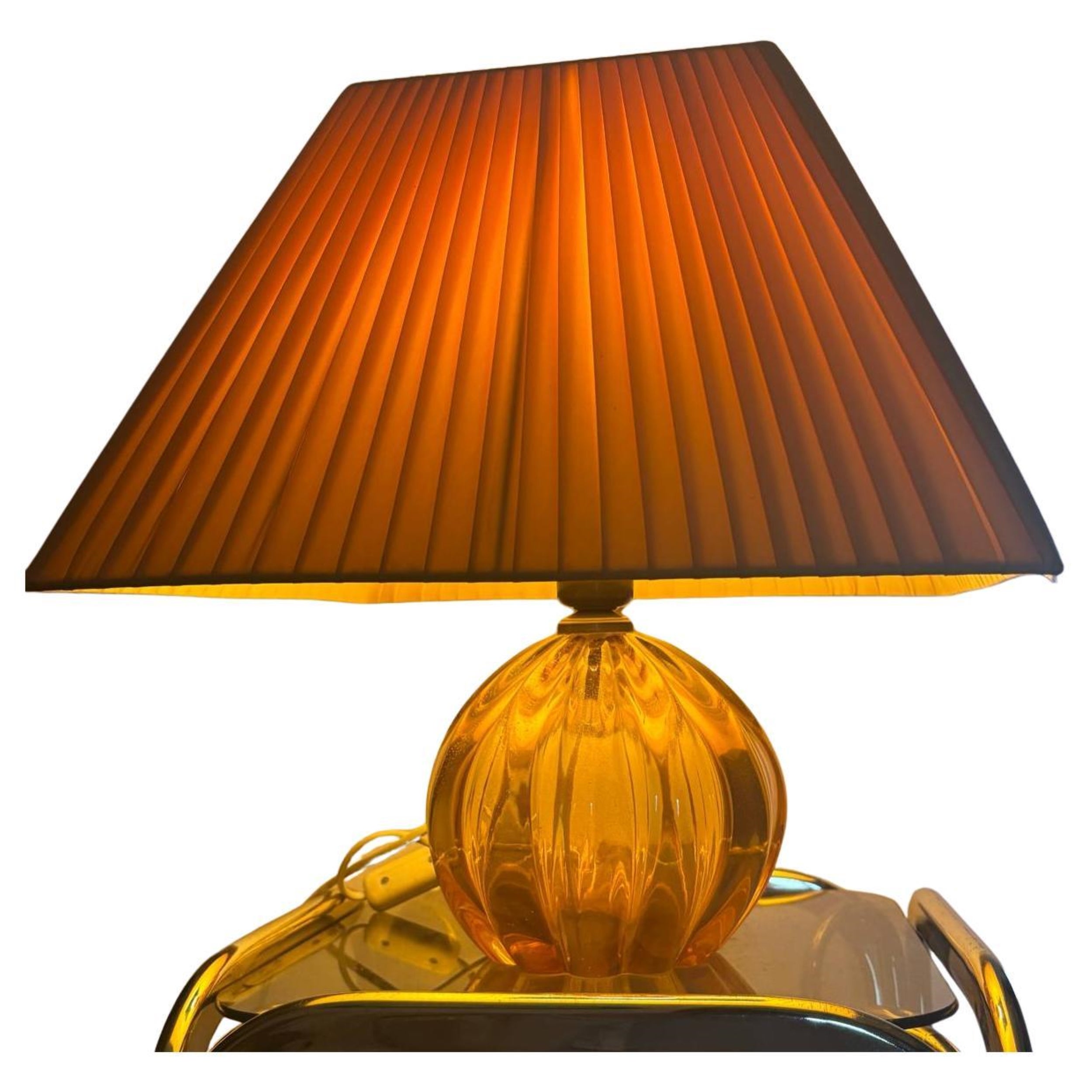 Amber Murano glass table lamp - Seguso for Licio Zanetti, Signed