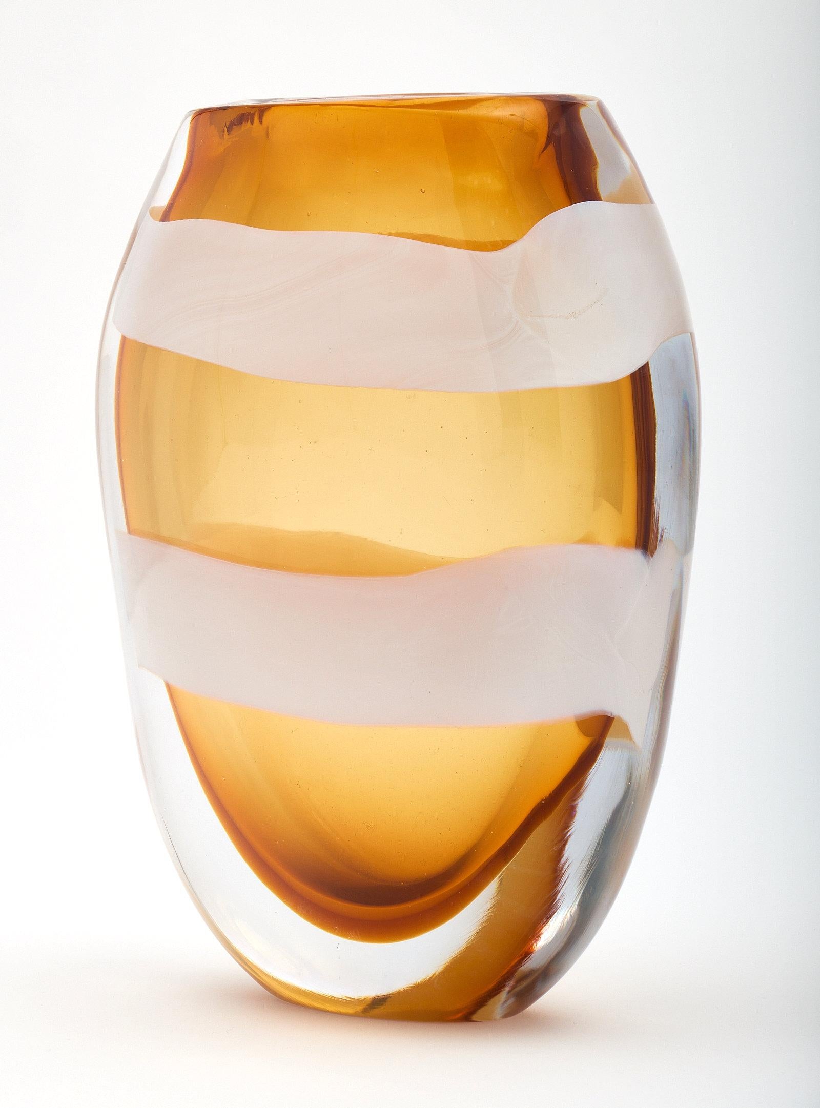 Italian Amber Murano Glass Vase by Pino Signoretto