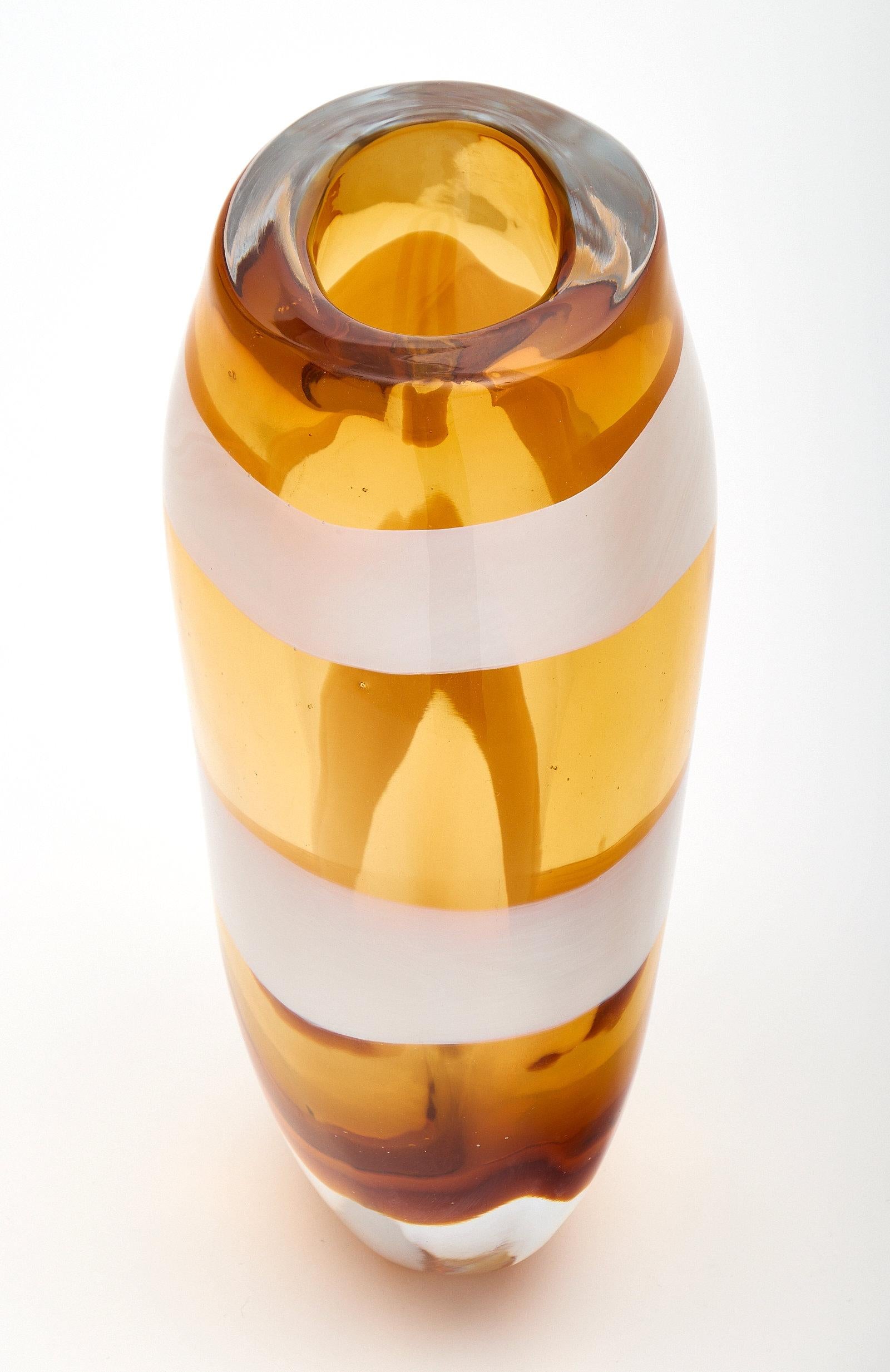 Amber Murano Glass Vase by Pino Signoretto 1