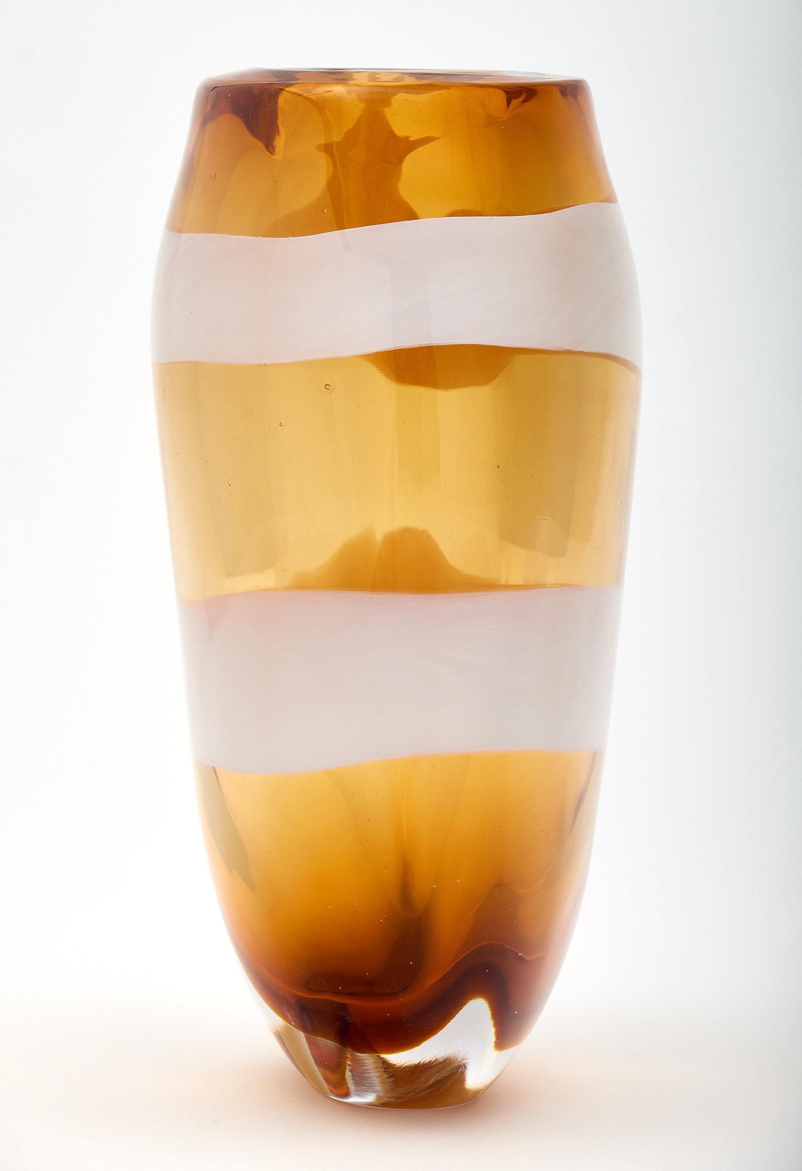 Amber Murano Glass Vase by Pino Signoretto 2