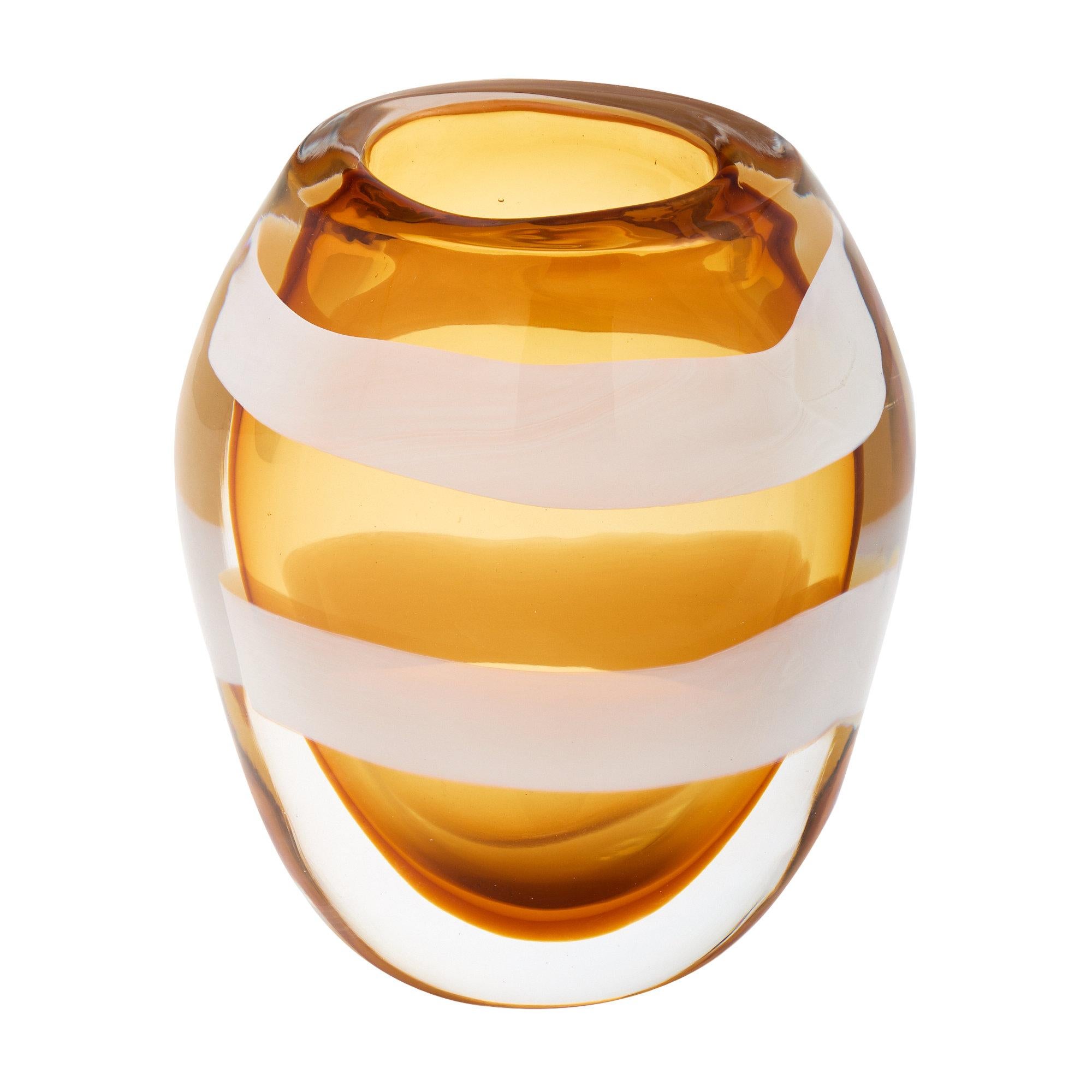 Amber Murano Glass Vase by Pino Signoretto