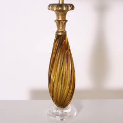 Amber Murano Lamp, circa 1950