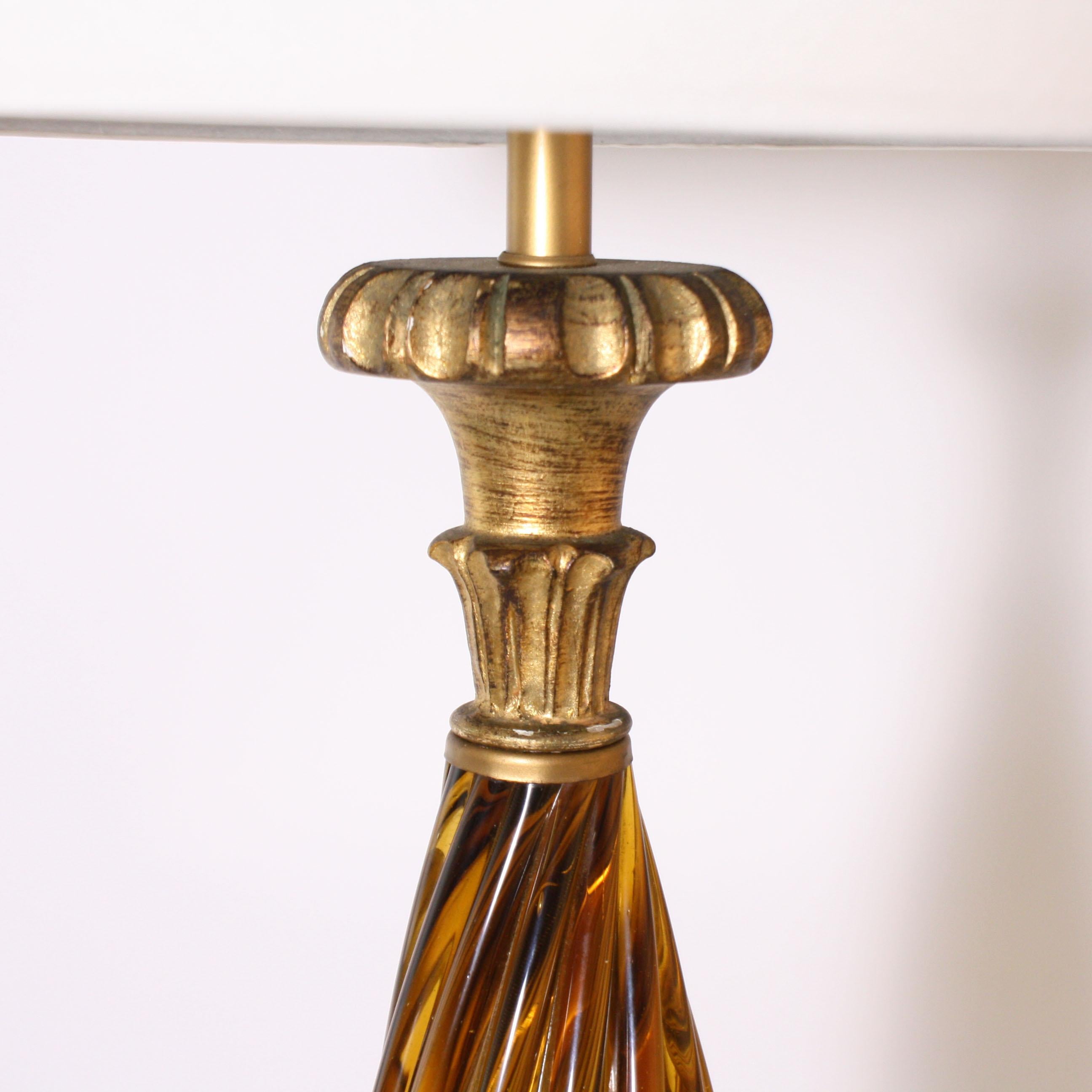 Italian Amber Murano Lamp, circa 1950 For Sale