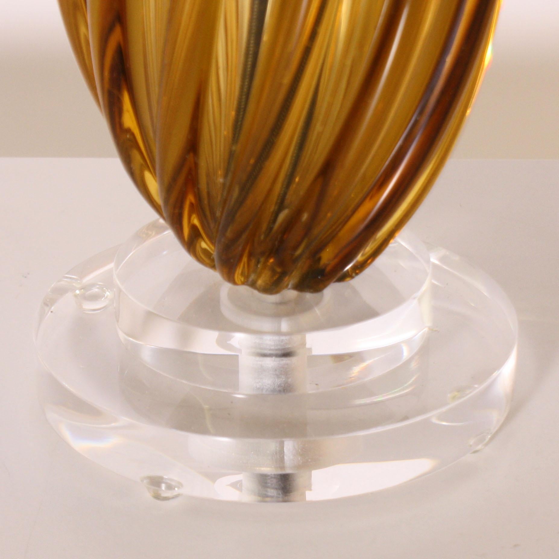 Murano Glass Amber Murano Lamp, circa 1950 For Sale