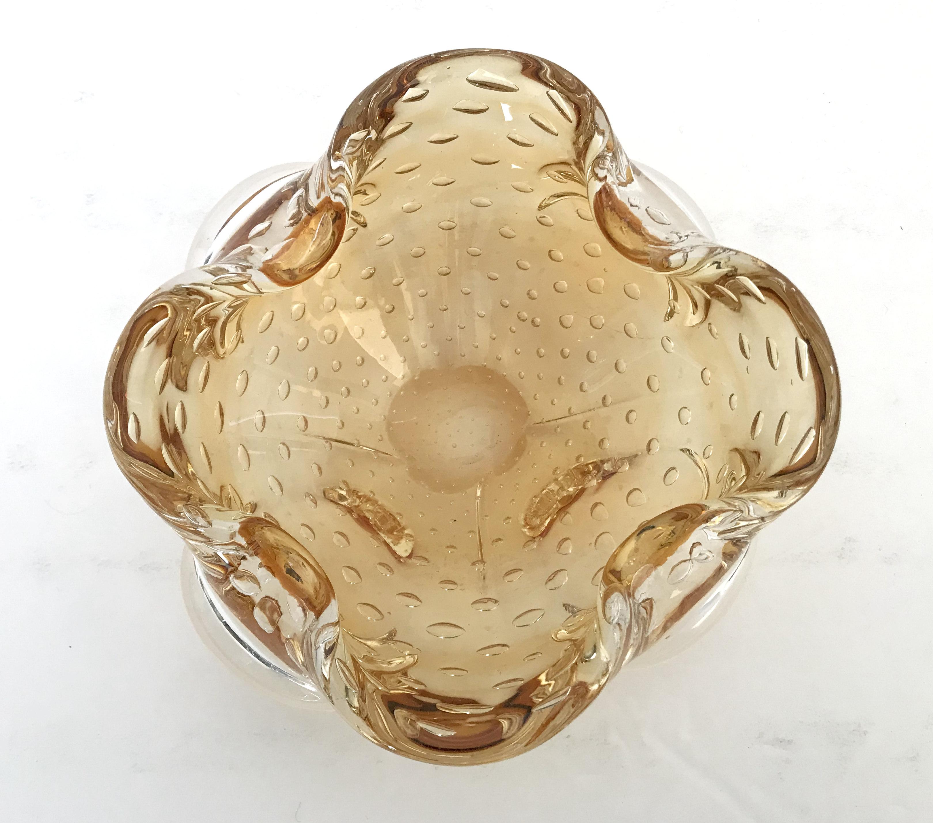 Amber Murano Pulegoso Ashtray or Bowl In Good Condition For Sale In Los Angeles, CA