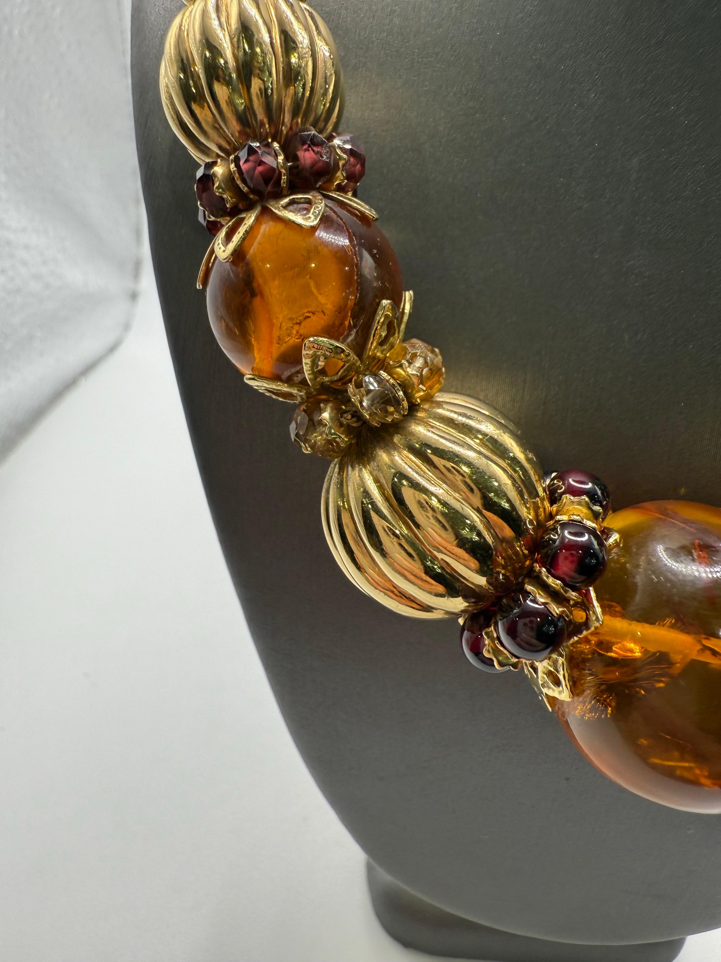 Ensemble collier et bracelet en ambre 14KT or en vente 8