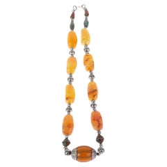 Amber Necklace Inlaid with Turquoise & Coral