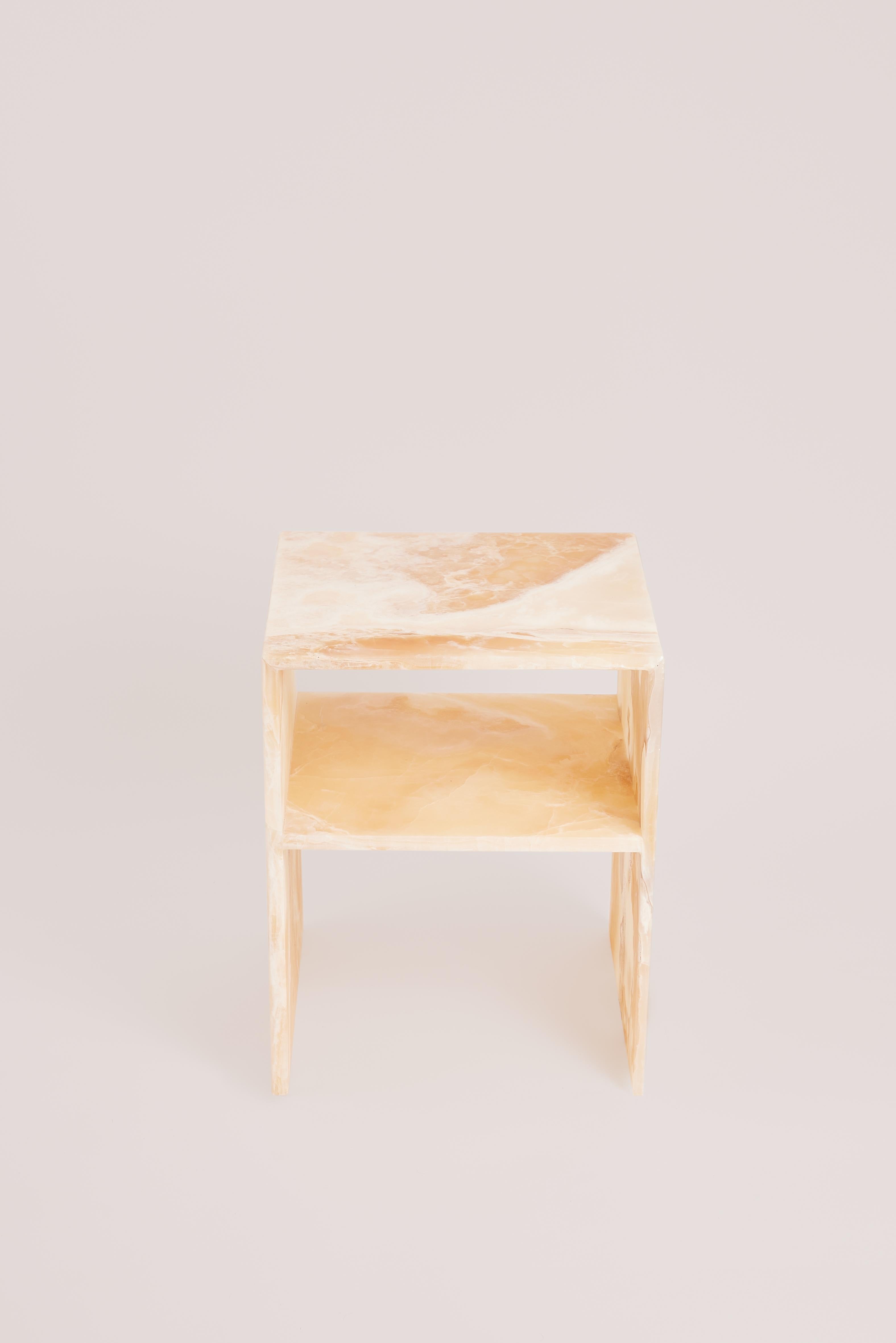 French Amber Onyx Rosa Bedside Table by Studio Gaia Paris For Sale
