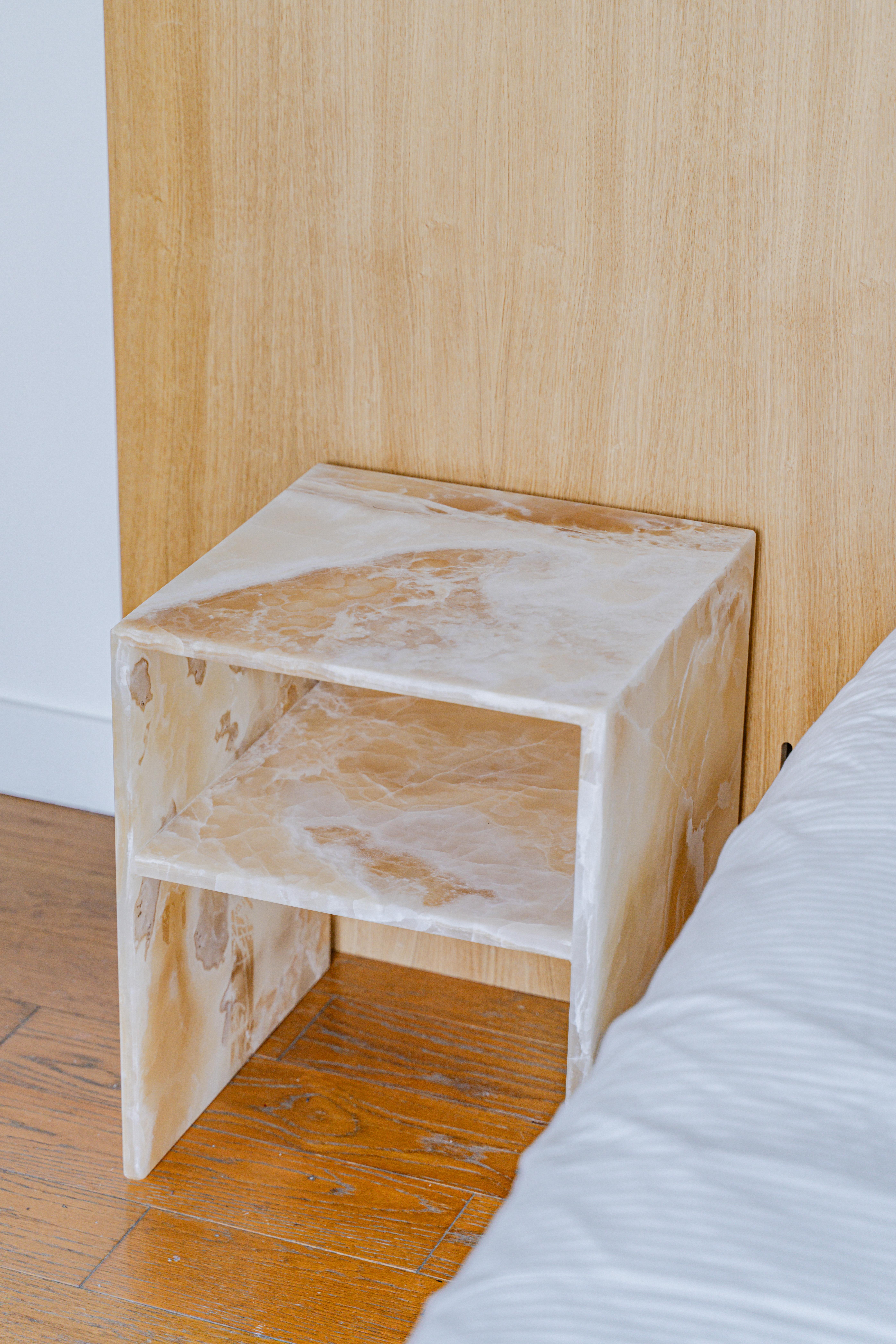 Amber Onyx Rosa Bedside Table by Studio Gaia Paris For Sale 2