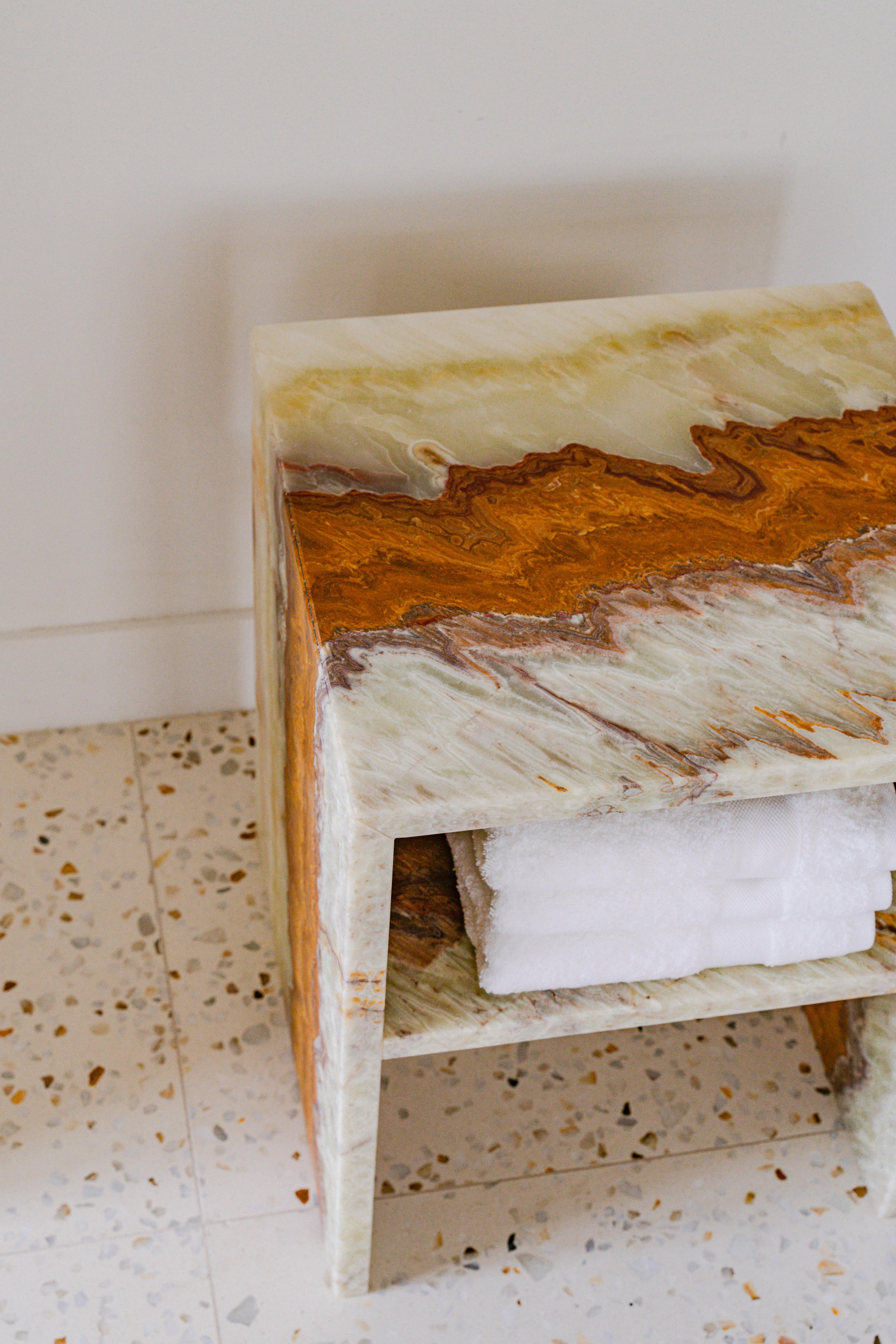 Amber Onyx Rosa Bedside Table by Studio Gaia Paris For Sale 3
