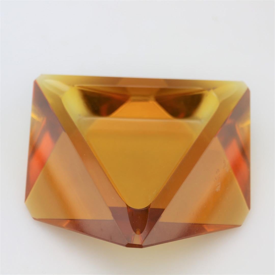 Amber-colored Art Deco ashtray Murano- perfect for tabletop layering.