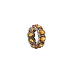Amber Orange Citrine Diamond Tiara Ring