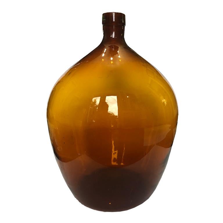 Amber Orange French Handblown Demijohn Bottle Wine Jug 16th-18th Century 