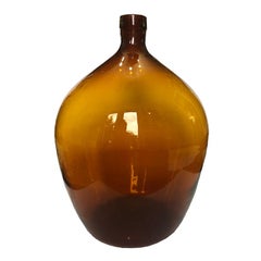 Antique Amber Orange French Handblown Demijohn Bottle Wine Jug 16th-18th Century 
