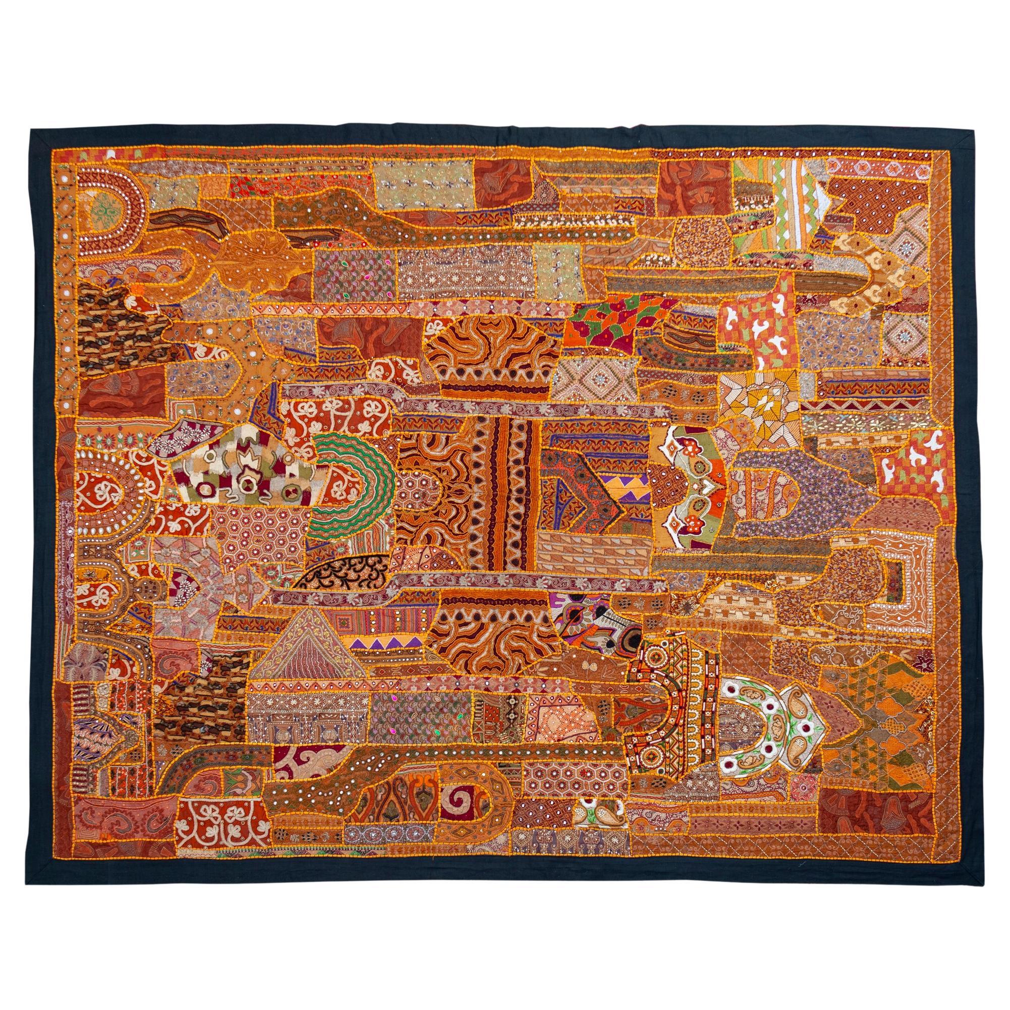 Amber Orange Moroccan Sequined Tapestry