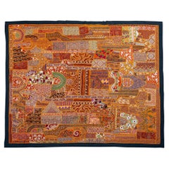 Antique Amber Orange Moroccan Sequined Tapestry