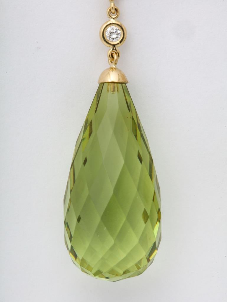 Contemporary Amber Peridot Diamond Earrings For Sale