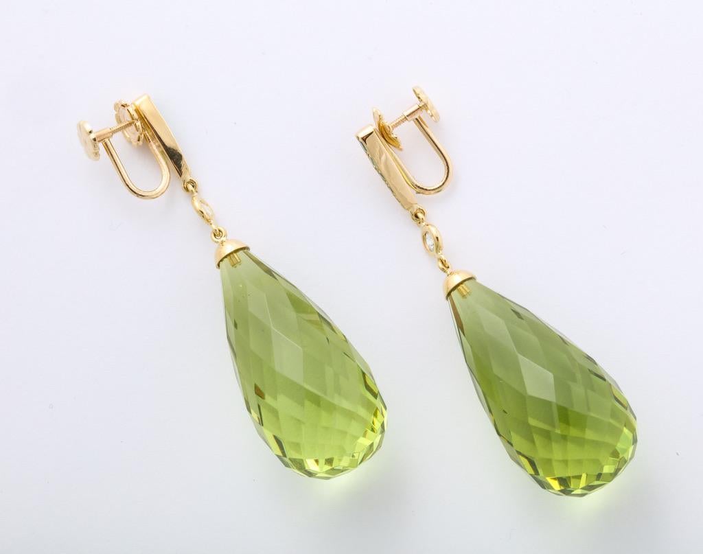 Amber Peridot Diamond Earrings In New Condition For Sale In Bal Harbour, FL