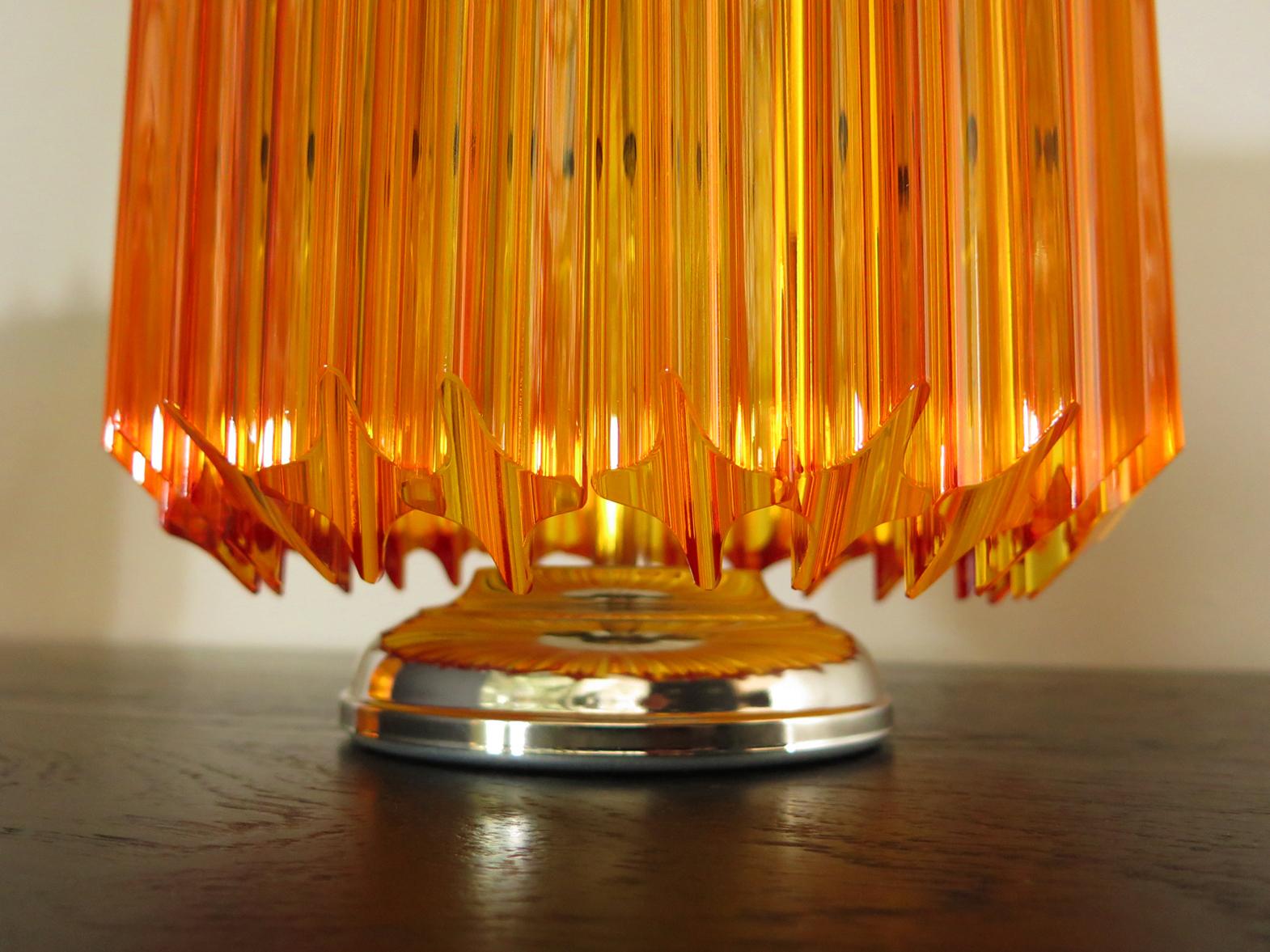 Mid-Century Modern Amber Quadriedri Table Lamp, Venini Style For Sale