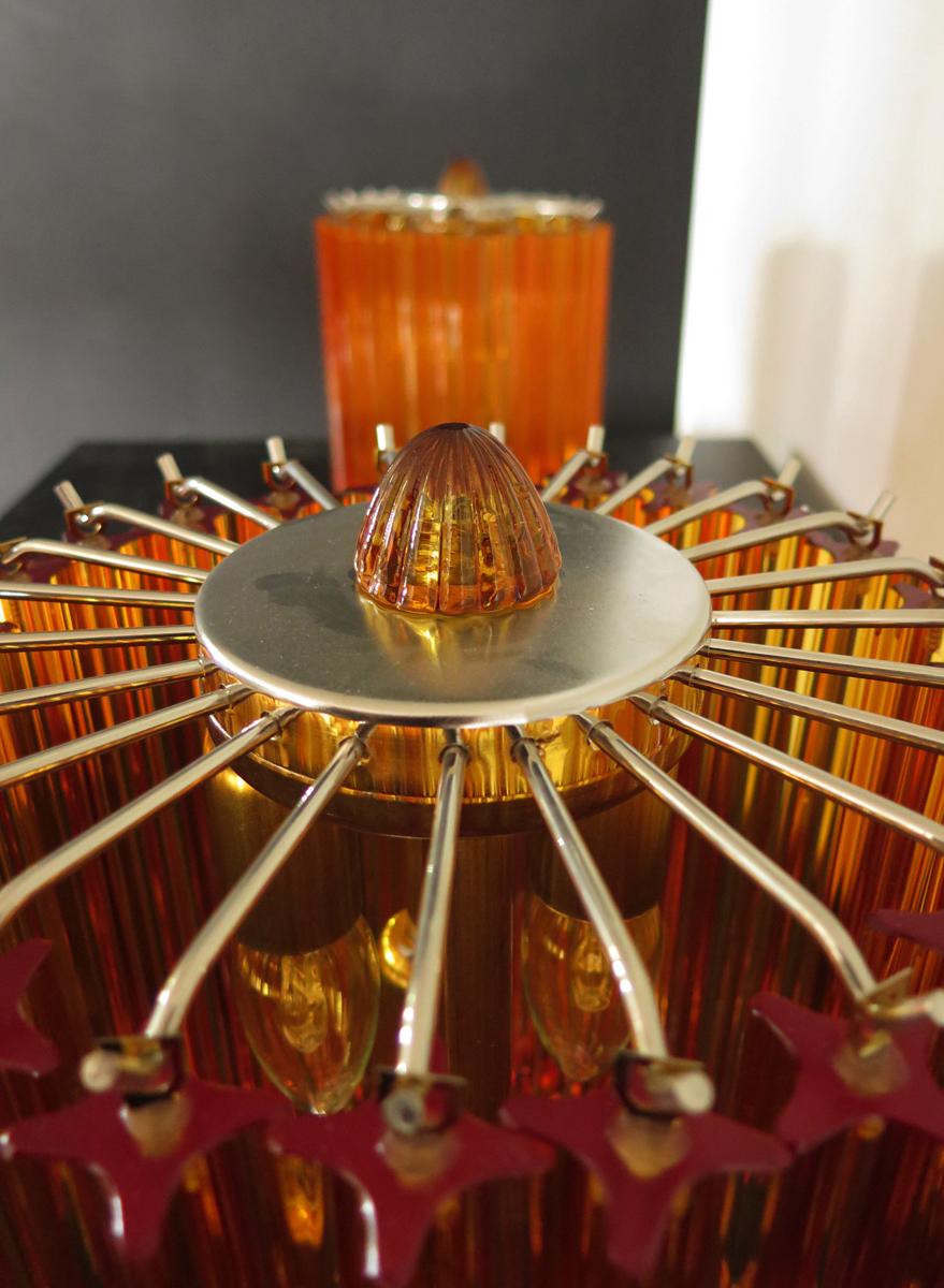 Italian Amber Quadriedri Table Lamp, Venini Style For Sale