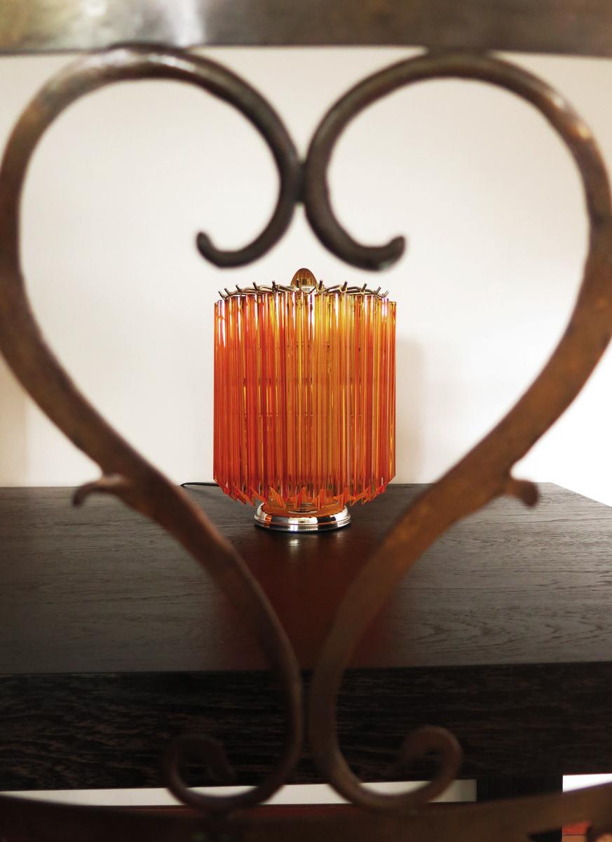 Blown Glass Amber Quadriedri Table Lamp, Venini Style For Sale