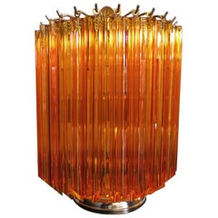 Lampada da tavolo Quadriedri ambra, stile Venini