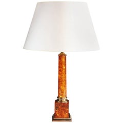 An Italian Midcentury Amber Resin Column Table Lamp
