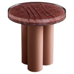 Amber Round Antiqued-Pink Metal & Resin Coffee Table