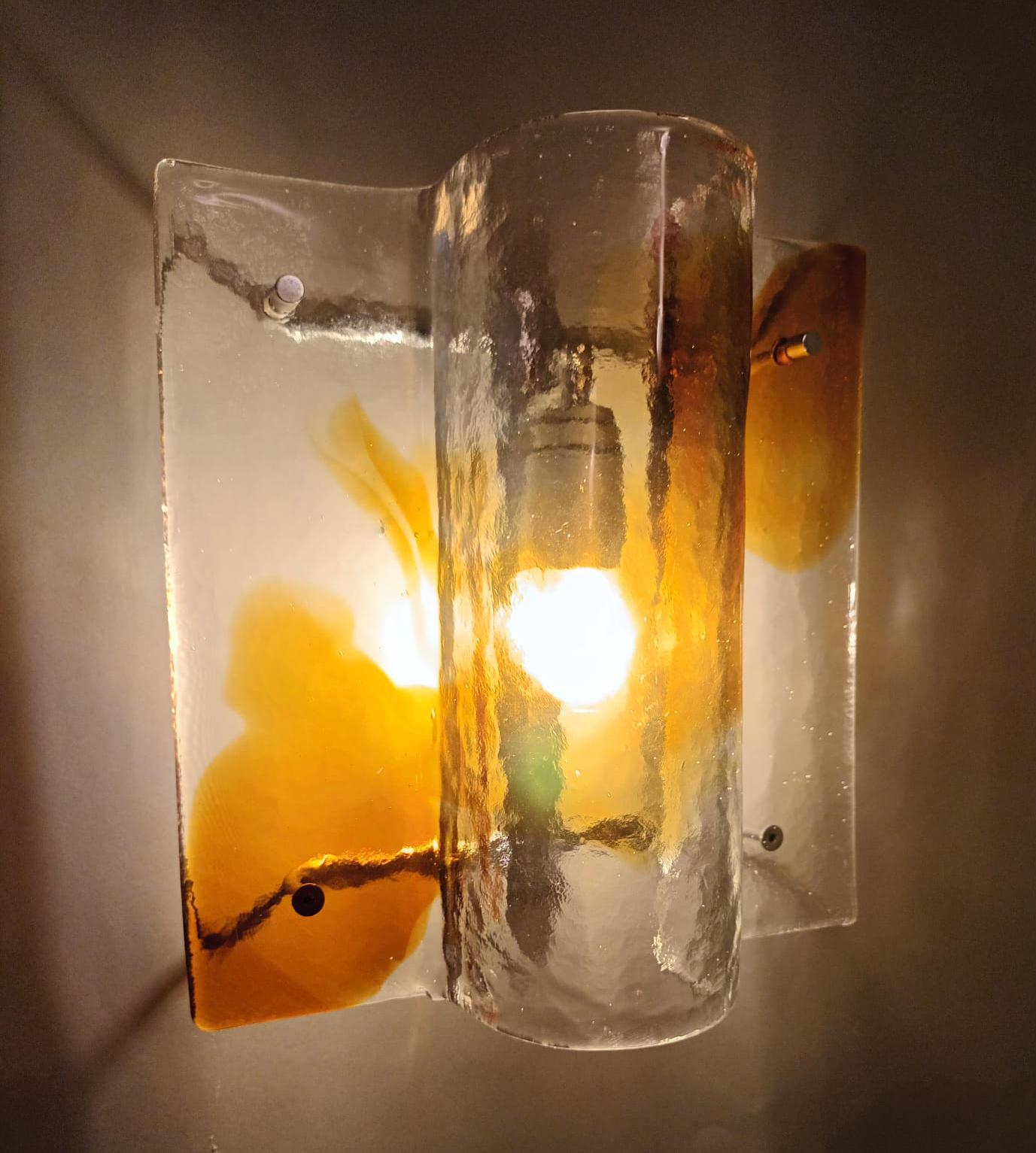 Amber Sconces by Mazzega, 3 Available For Sale 1