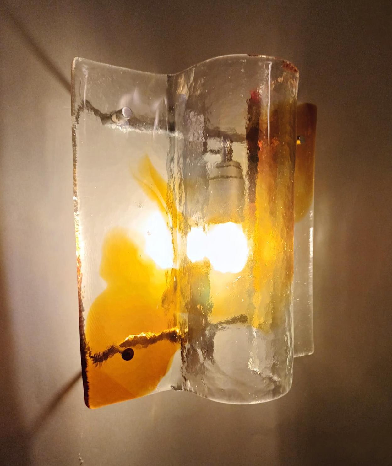 Amber Sconces by Mazzega, 3 Available For Sale 2