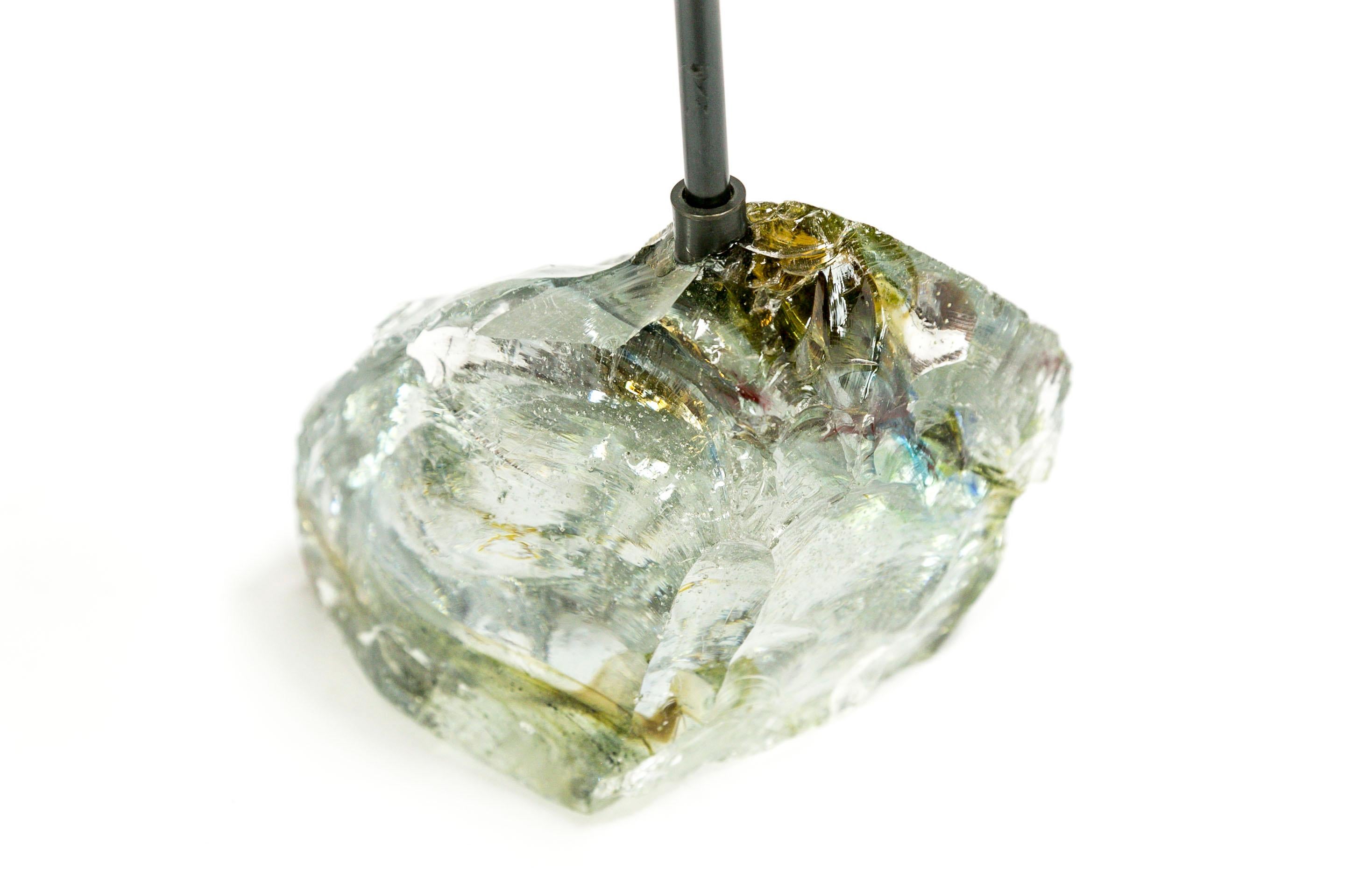 Amber Sea Green and Clear Cullet Glass Rock Lamp In New Condition In San Francisco, CA